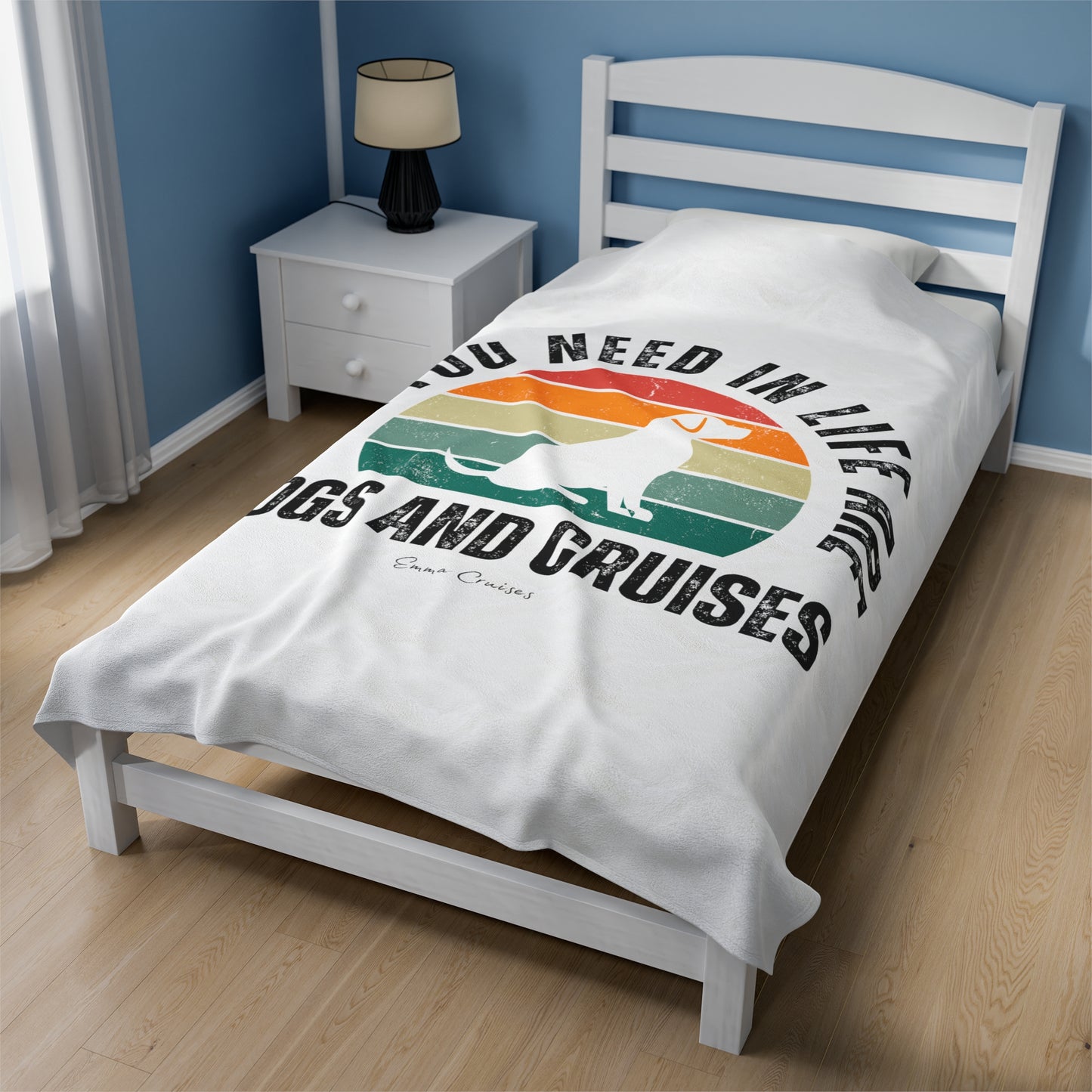Dogs and Cruises - Velveteen Plush Blanket