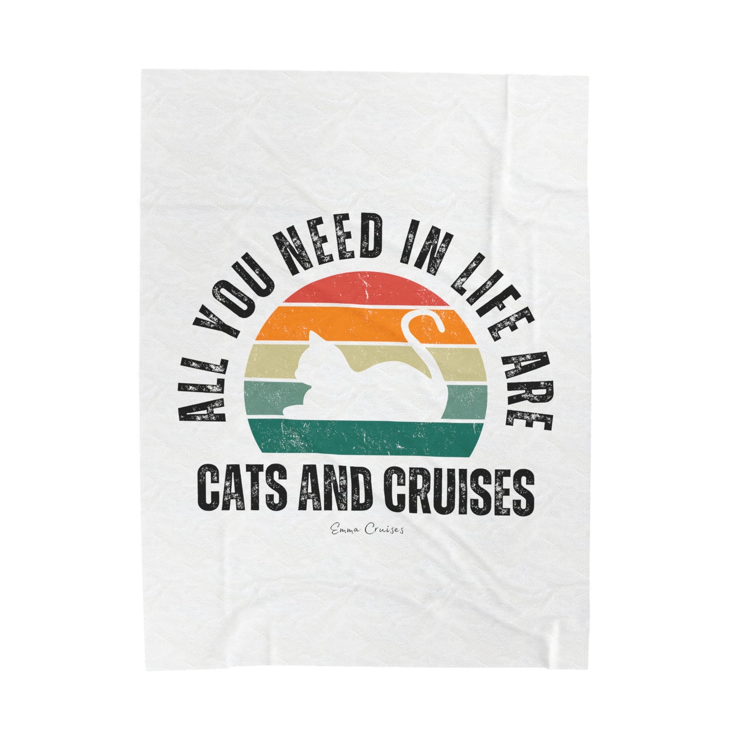 Cats and Cruises - Velveteen Plush Blanket