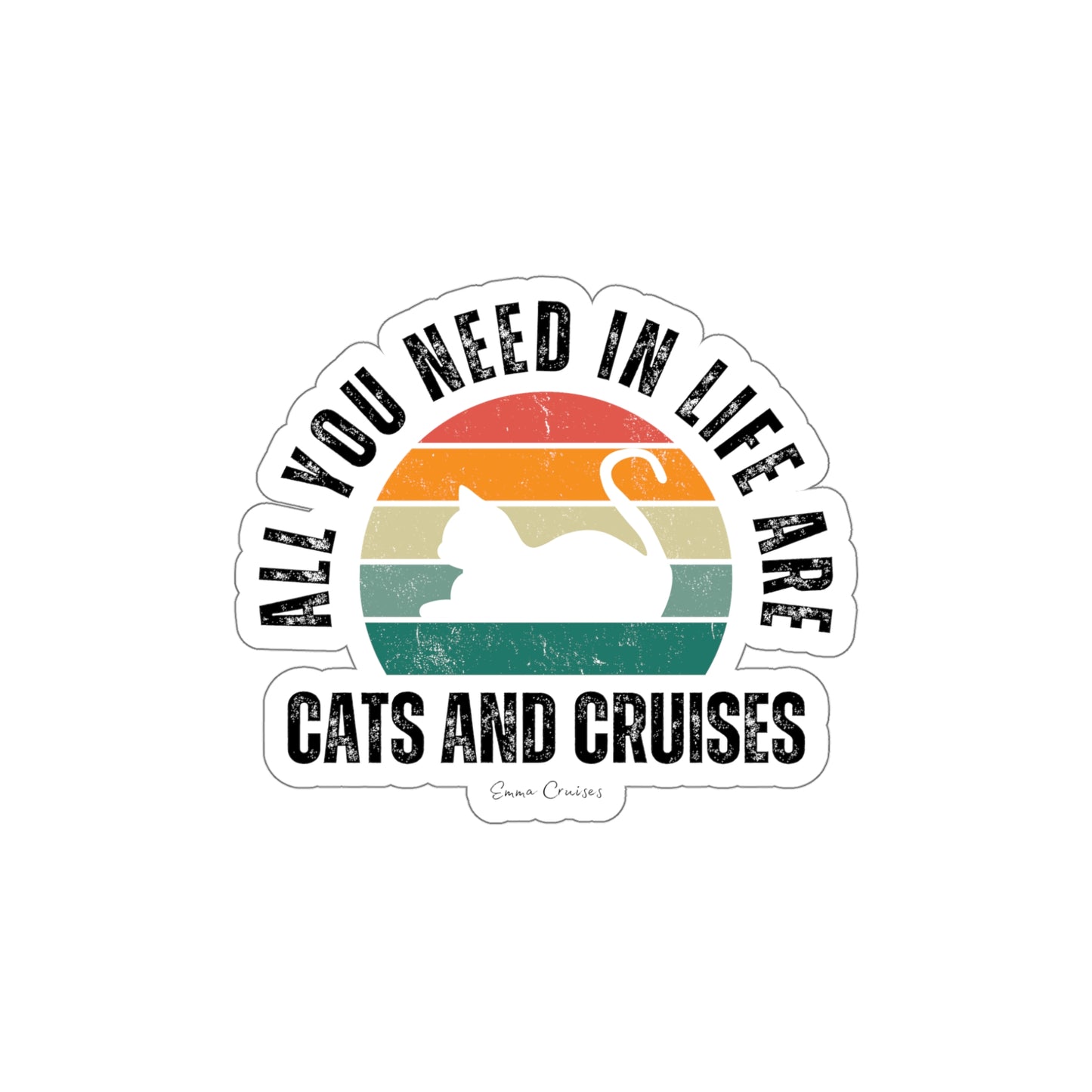 Katzen und Kreuzfahrten – Gestanzter Aufkleber 
